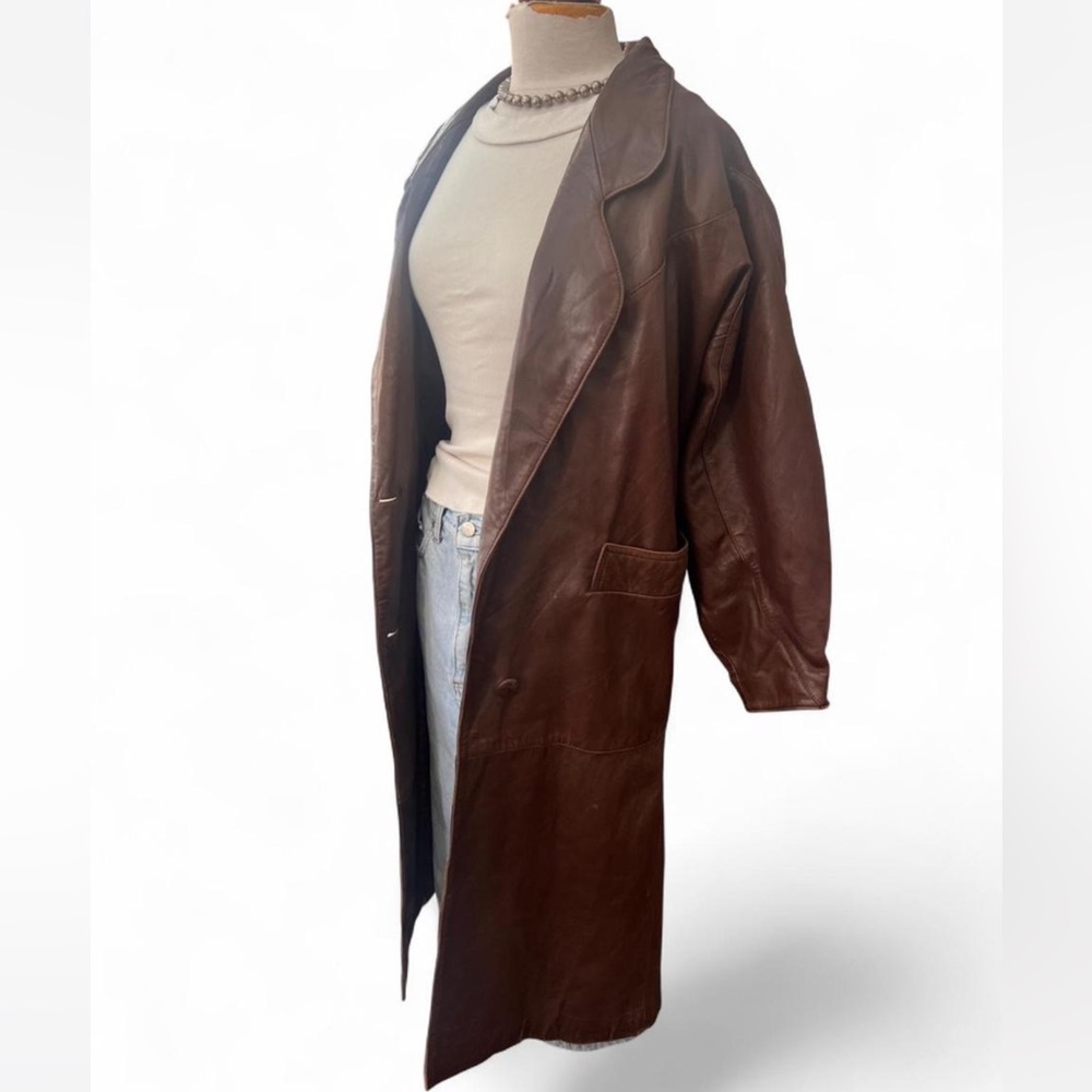 Vintage 80s Scully Soft Leather Trench long Coat XS (Oversized) vintage